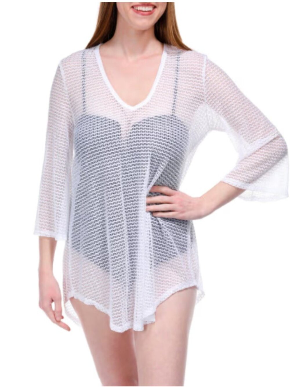 Jordan Taylor White Sheer Knit Swim Cover Up Beach Resort Vacation Small